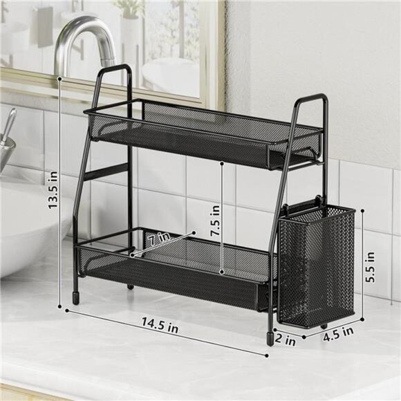 Bathroom Countertop Organizer Shelf 2 Tier Counter Spice Rack Metal Makeup Rack - Picture 6 of 7